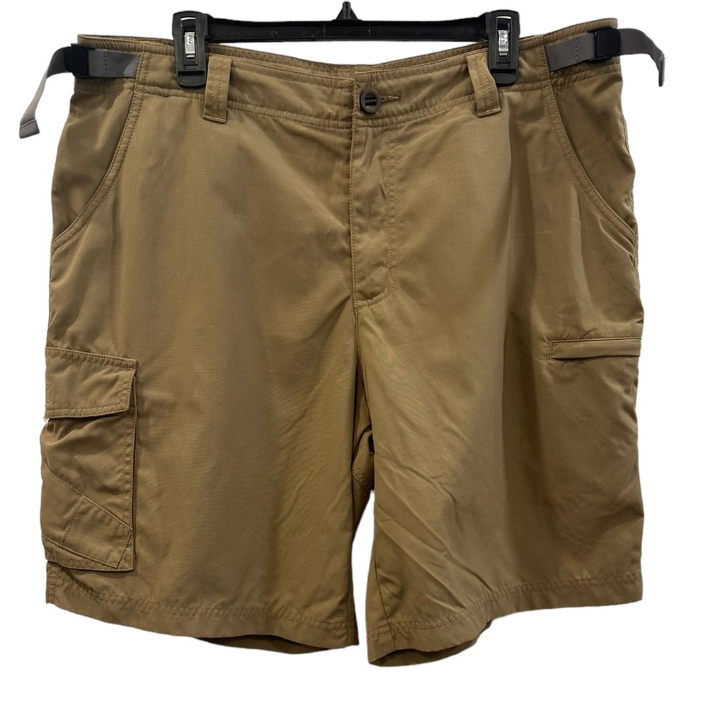 L.L. Bean Men's Size L Cargo Shorts Multipocket Zip Beige Nylon Hiking EUC